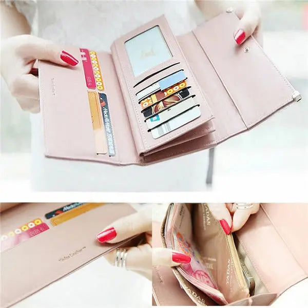 👜 Women's PU Leather Long Wallet – Trifold Clutch Purse & Mobile Bag