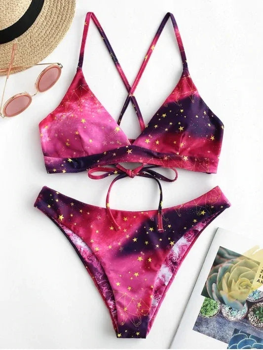 Starry Sky Reversible Bikini Set – Sexy Micro Thong Two-Piece Swimsuit for Summer Beach Vibes