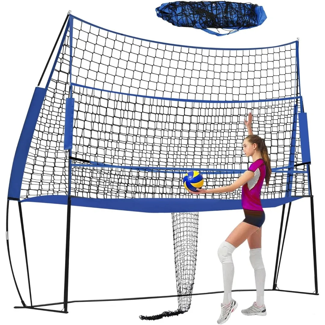 3-in-1 Portable Volleyball Training Net – Adjustable Height Rebounder with Carry Bag (2.44 x 3.35m) for Practice & Drills