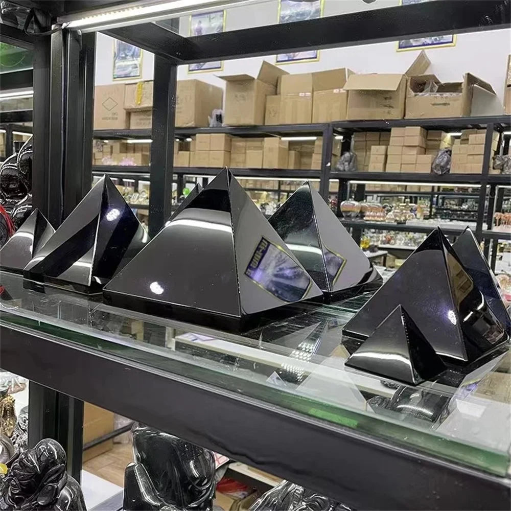 3–7cm Natural Obsidian Pyramid – Reiki Energy Healing Stone, Decorative Mineral Crystal for Home & Office