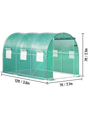 VEVOR Walk-in Tunnel Greenhouse: Galvanized Frame with Waterproof Cover - Available in Various Sizes (15x7x7/10x7x7/20x10x7/12x7x7 ft)