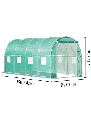 VEVOR Walk-in Tunnel Greenhouse: Galvanized Frame with Waterproof Cover - Available in Various Sizes (15x7x7/10x7x7/20x10x7/12x7x7 ft)