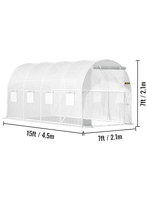 VEVOR Walk-in Tunnel Greenhouse: Galvanized Frame with Waterproof Cover - Available in Various Sizes (15x7x7/10x7x7/20x10x7/12x7x7 ft)