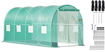 VEVOR Walk-in Tunnel Greenhouse: Galvanized Frame with Waterproof Cover - Available in Various Sizes (15x7x7/10x7x7/20x10x7/12x7x7 ft)