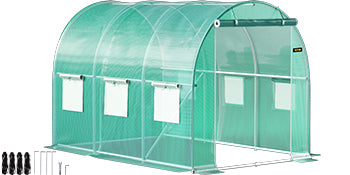 VEVOR Walk-in Tunnel Greenhouse: Galvanized Frame with Waterproof Cover - Available in Various Sizes (15x7x7/10x7x7/20x10x7/12x7x7 ft)