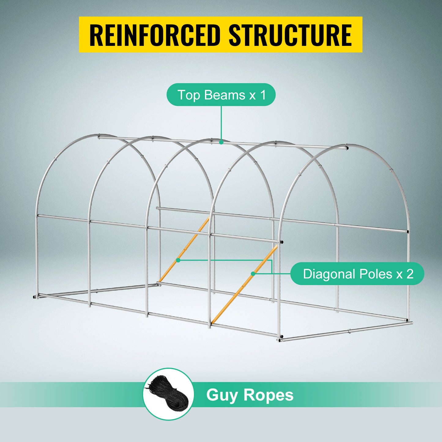 VEVOR Walk-in Tunnel Greenhouse: Galvanized Frame with Waterproof Cover - Available in Various Sizes (15x7x7/10x7x7/20x10x7/12x7x7 ft)