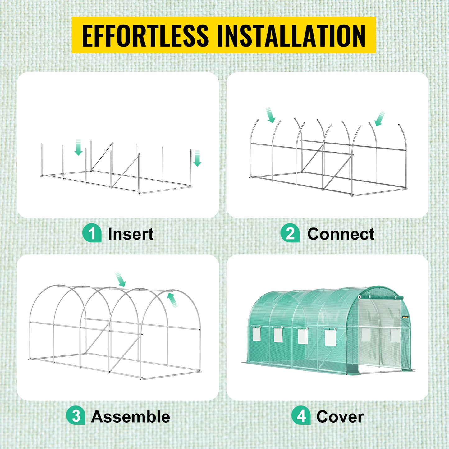 VEVOR Walk-in Tunnel Greenhouse: Galvanized Frame with Waterproof Cover - Available in Various Sizes (15x7x7/10x7x7/20x10x7/12x7x7 ft)