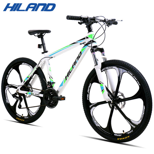 HILAND 26-Inch 21-Speed Mountain Bike with Aluminum Alloy Frame: Features Suspension Fork, Double Disc Brake, and Bonus Fenders