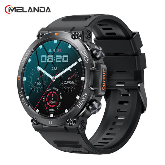 Stay Connected and Active with the MELANDA 1.39-Inch Bluetooth Smartwatch for Men: Compatible with Android and iOS, Sports Fitness Tracker with Heart Monitor and Long Battery Life (400mAh)