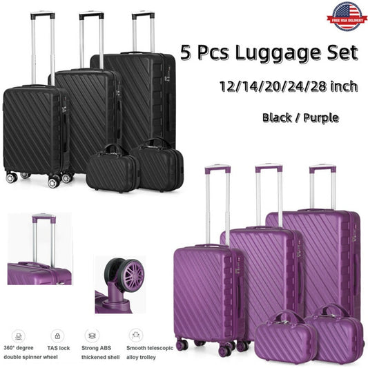 Travel in Style: 5-Piece Luggage Set with Cosmetic Suitcase, Portable Boarding Luggage, and 360-Degree Spinner Wheels